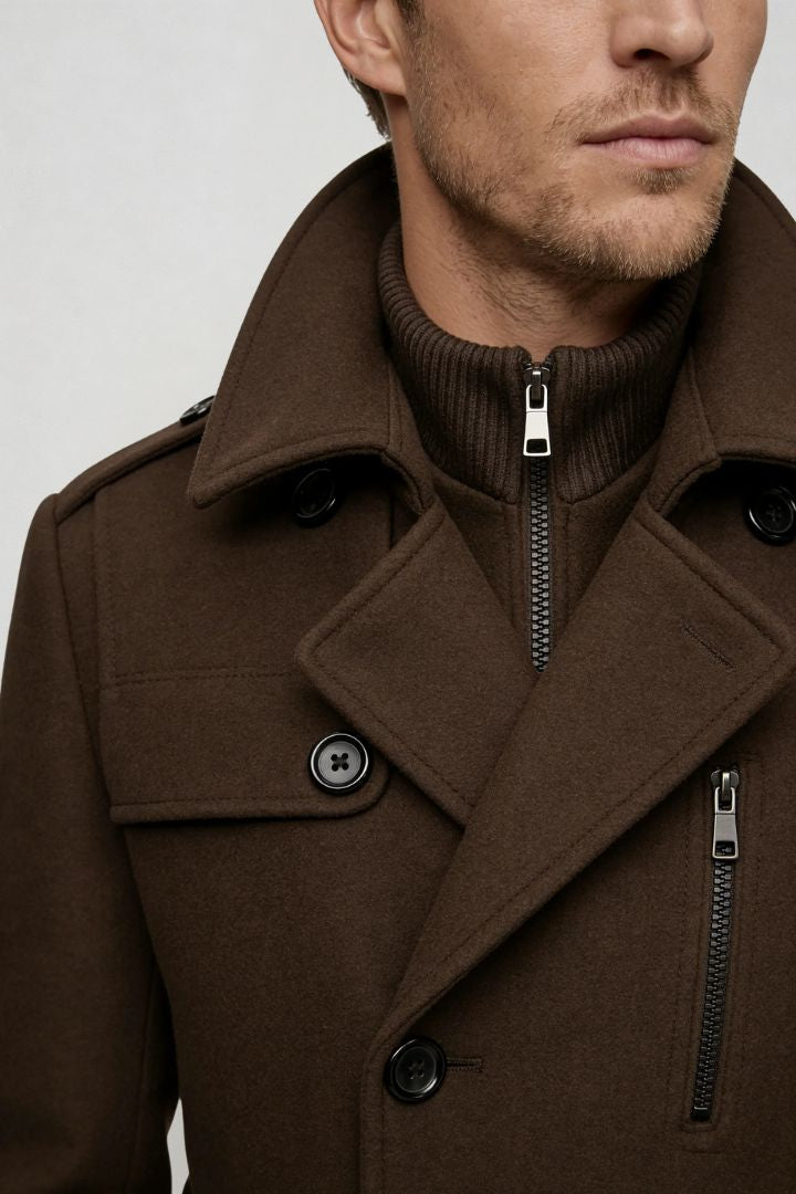 Wellington Overcoat - Dark Brown