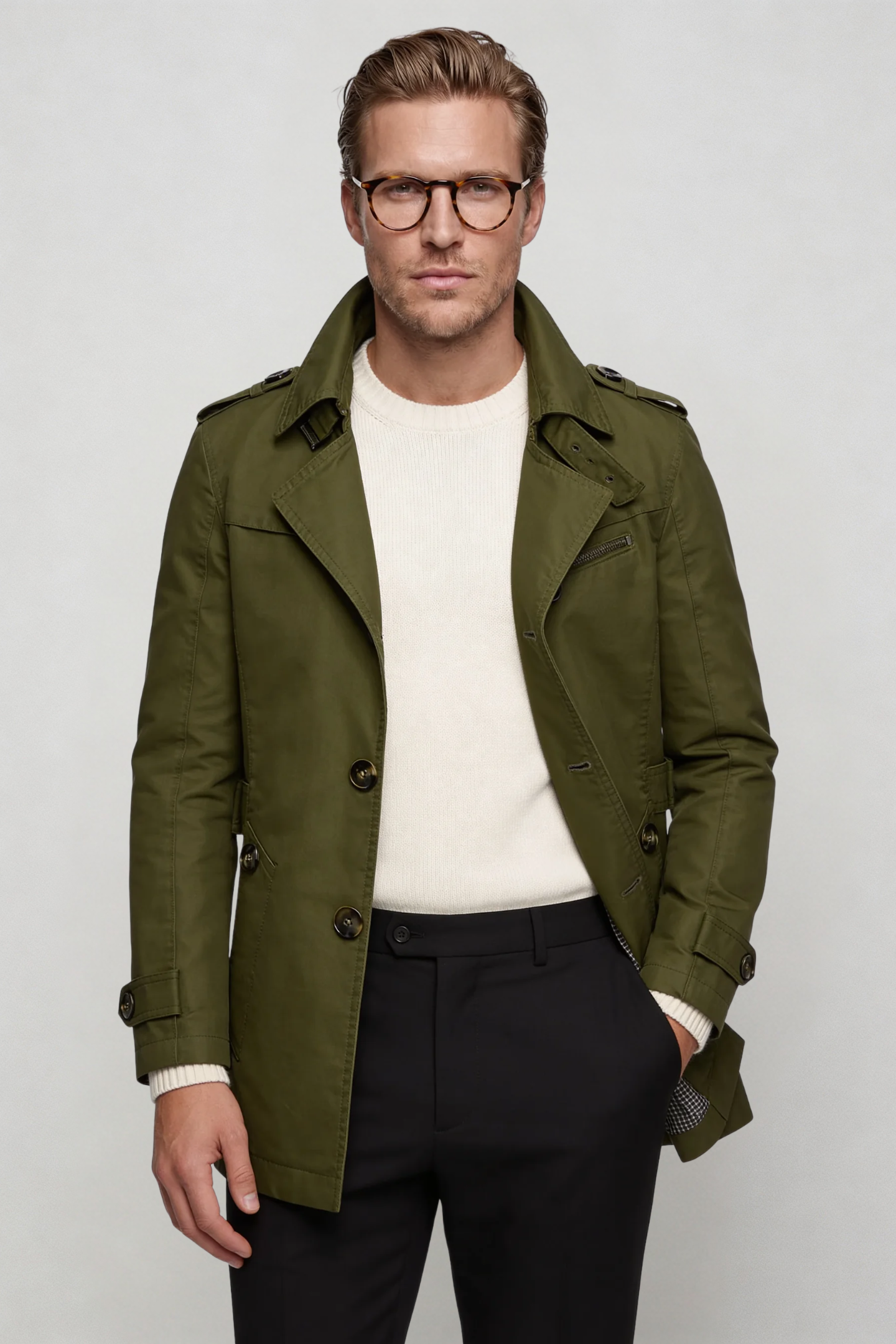 Harrison Trench Coat - Army