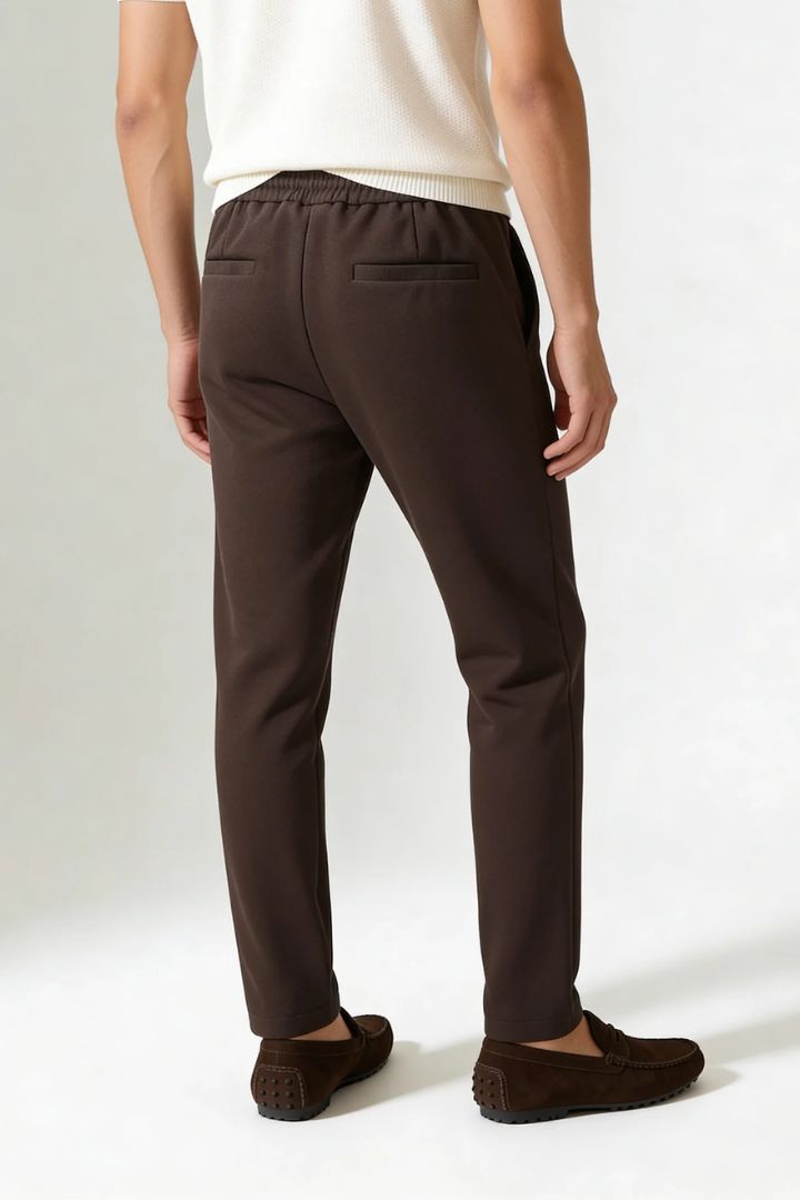 Wool Blend Drawstring Trousers - Espresso