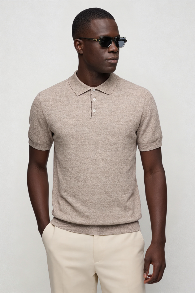 Rylan Knit Polo - Beige
