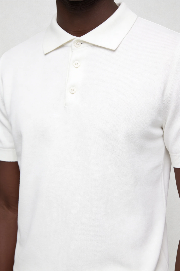 Rylan Knit Polo - White