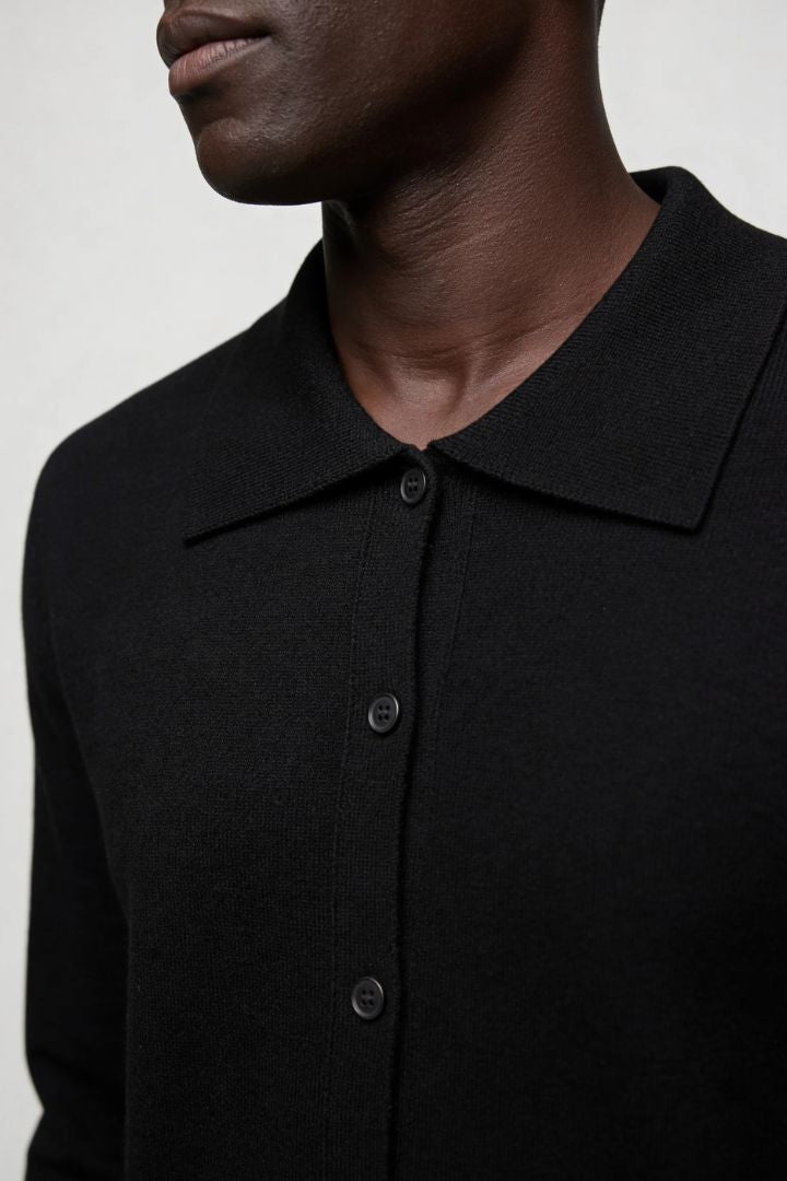 Adrian Pure Wool Knit Cardigan - Black