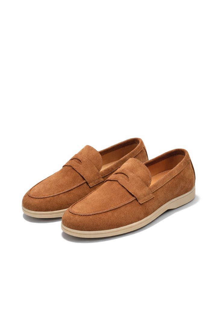 Valerio Refined Suede Penny Loafers - Sienna