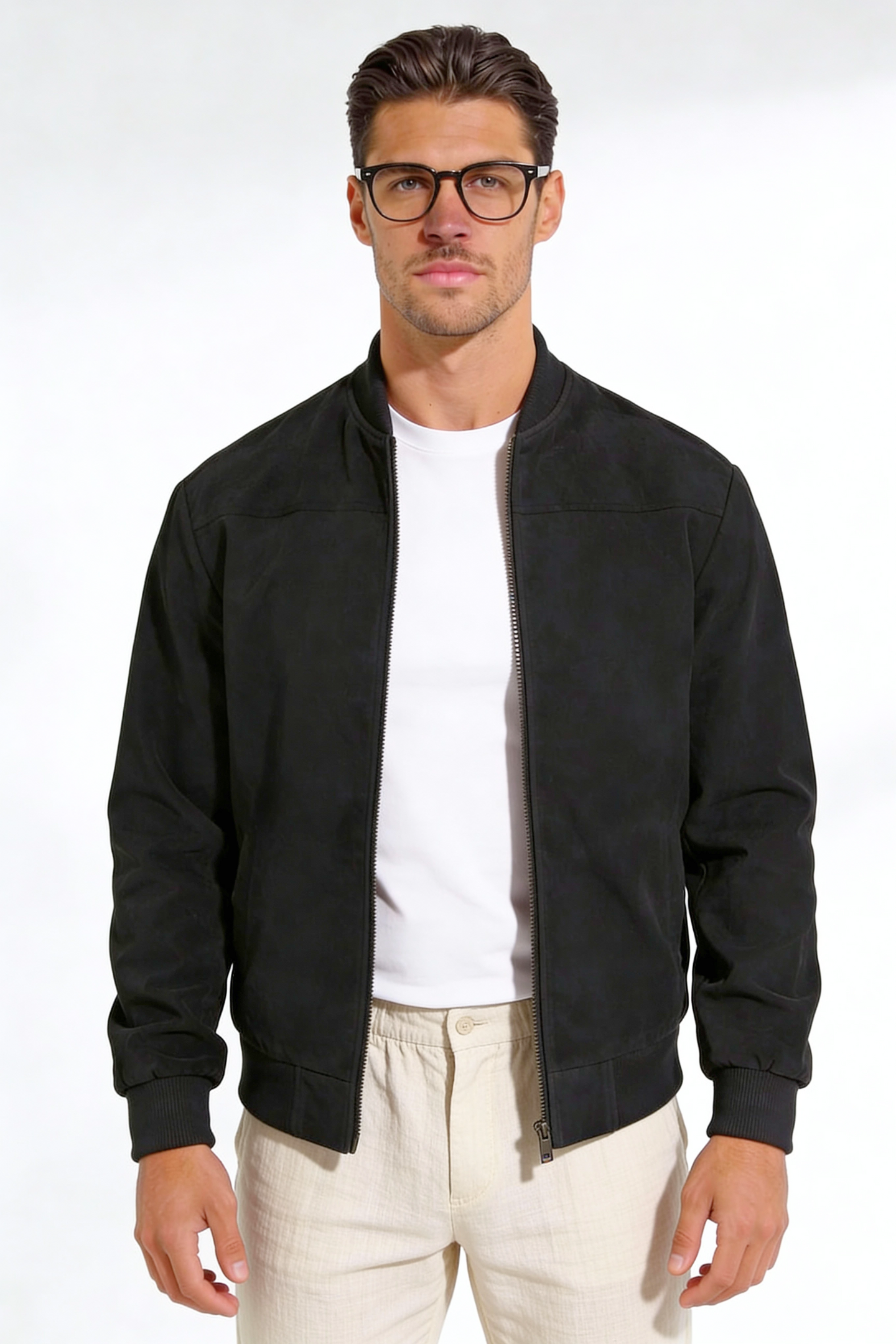 Calvion Suede Bomber Jacket - Black